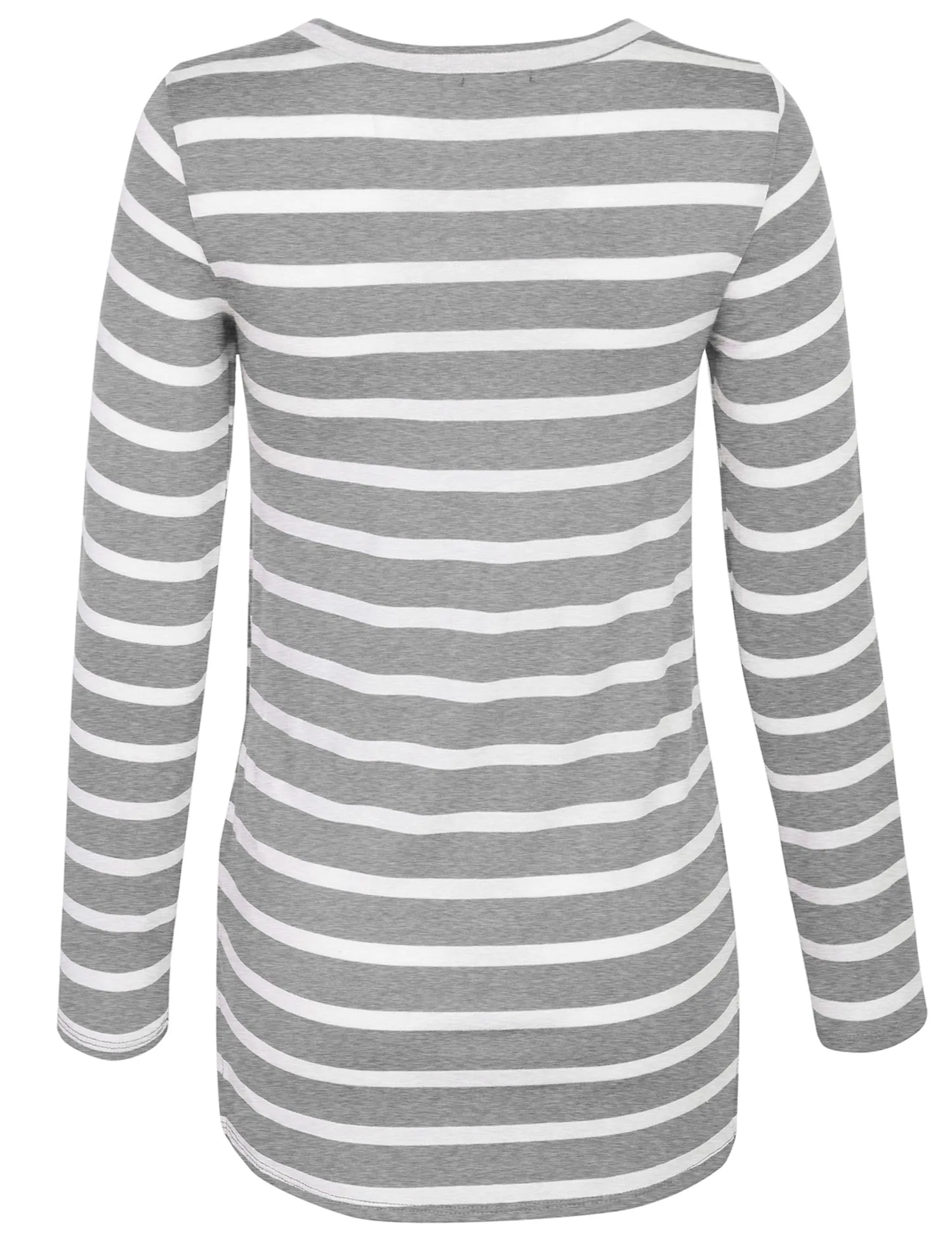 [Clearance] Womens Long Sleeve Striped Tunic Top with Chest Pocket