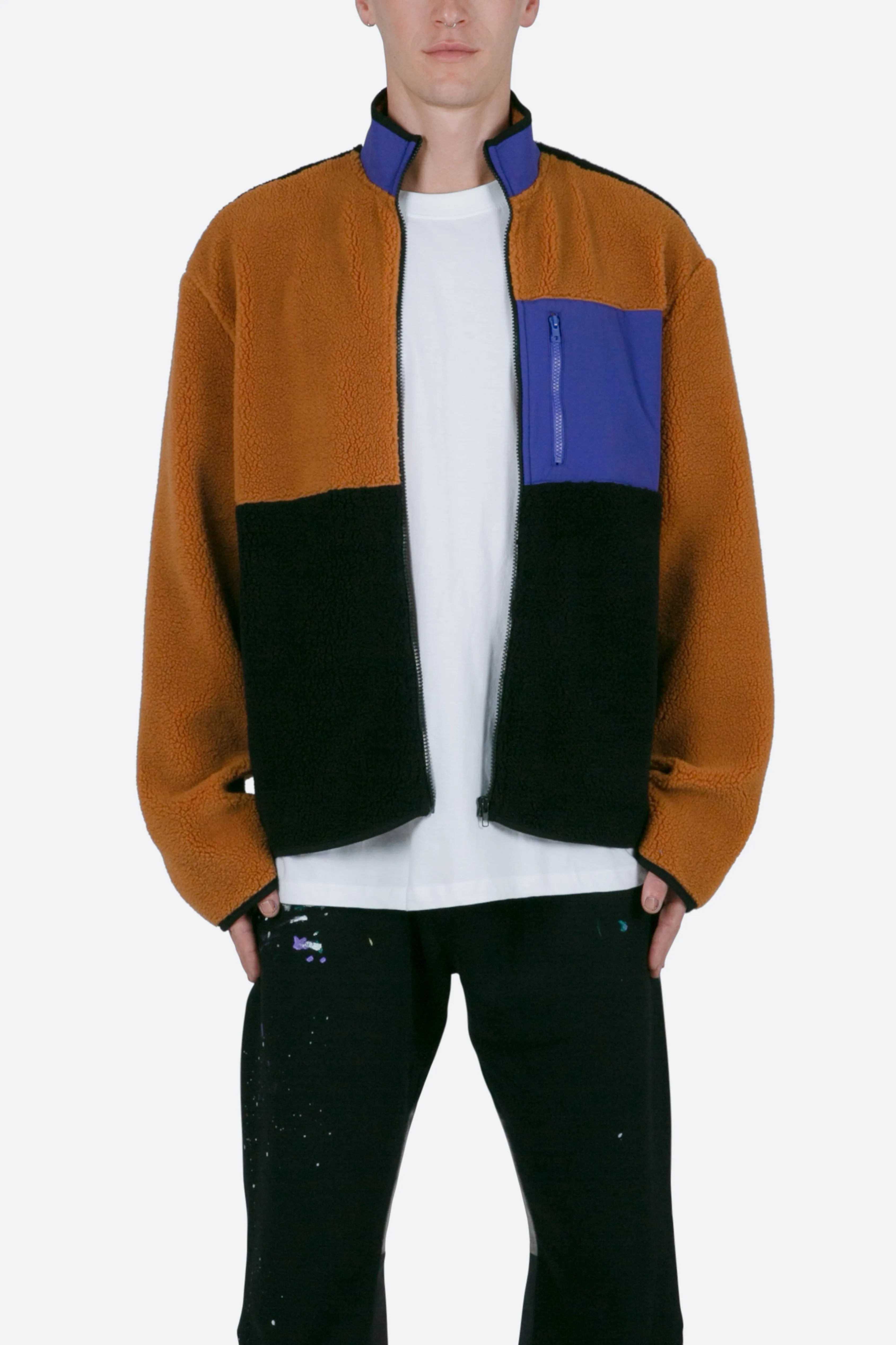 Color Block Zip Up Jacket - Multi