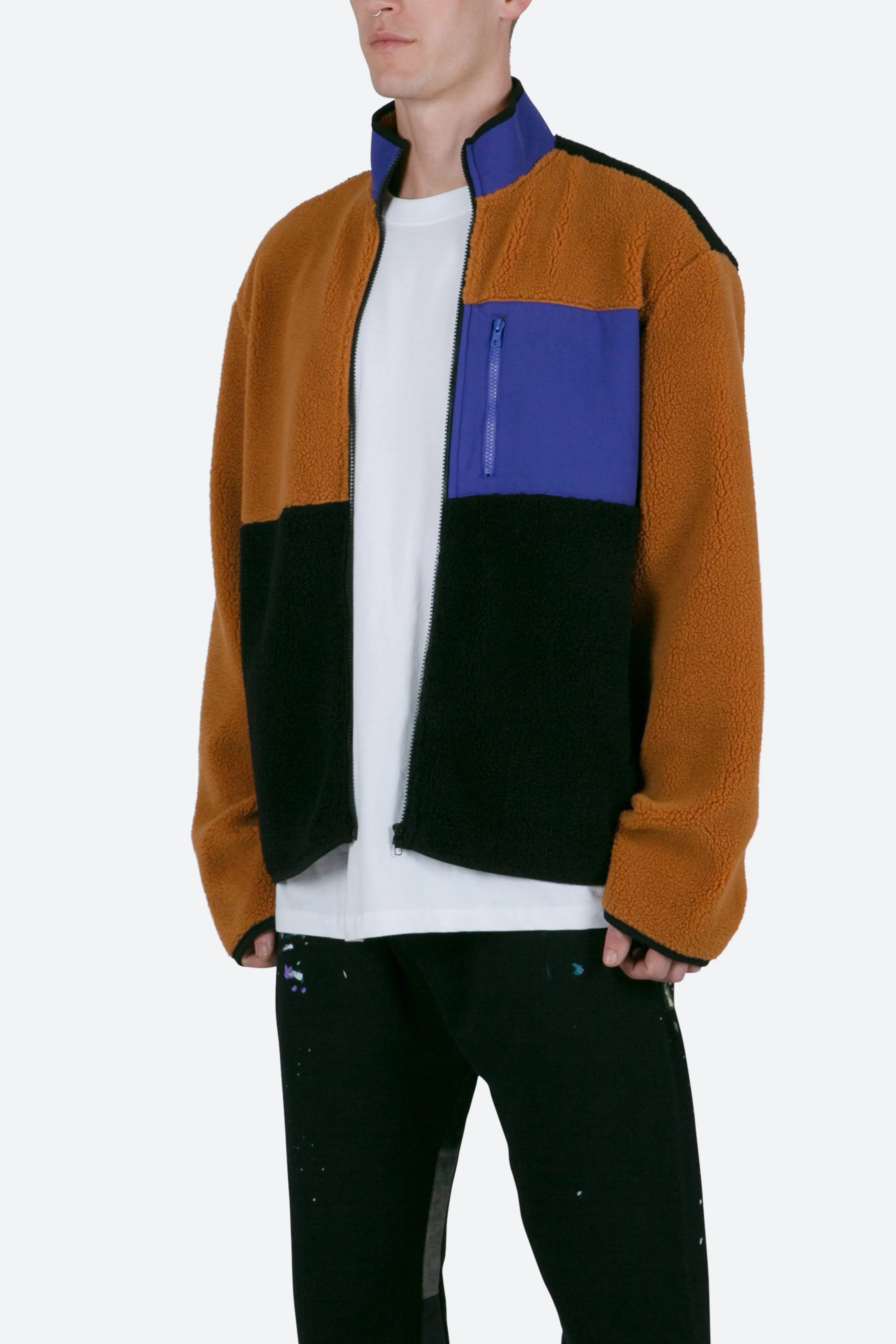 Color Block Zip Up Jacket - Multi