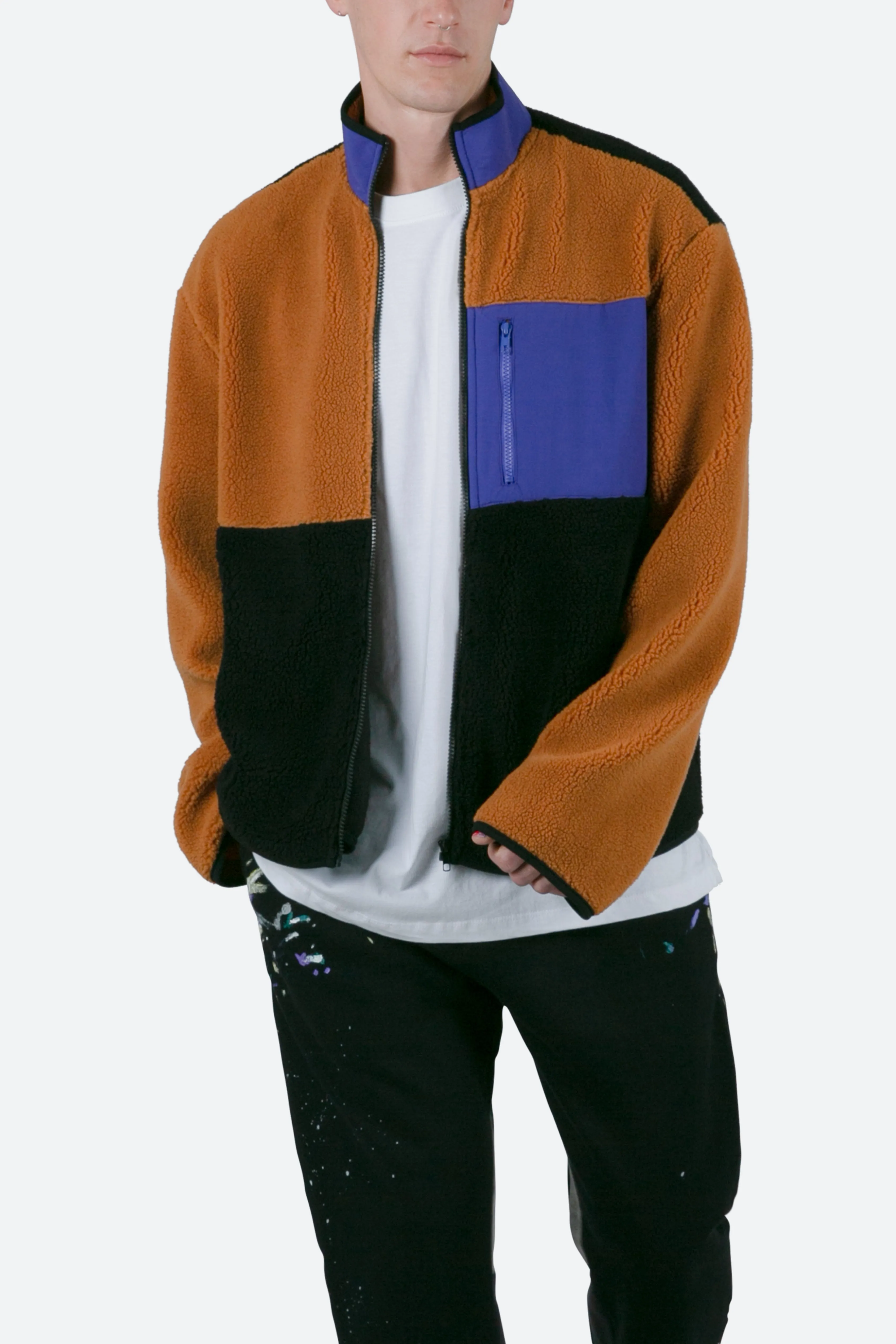 Color Block Zip Up Jacket - Multi