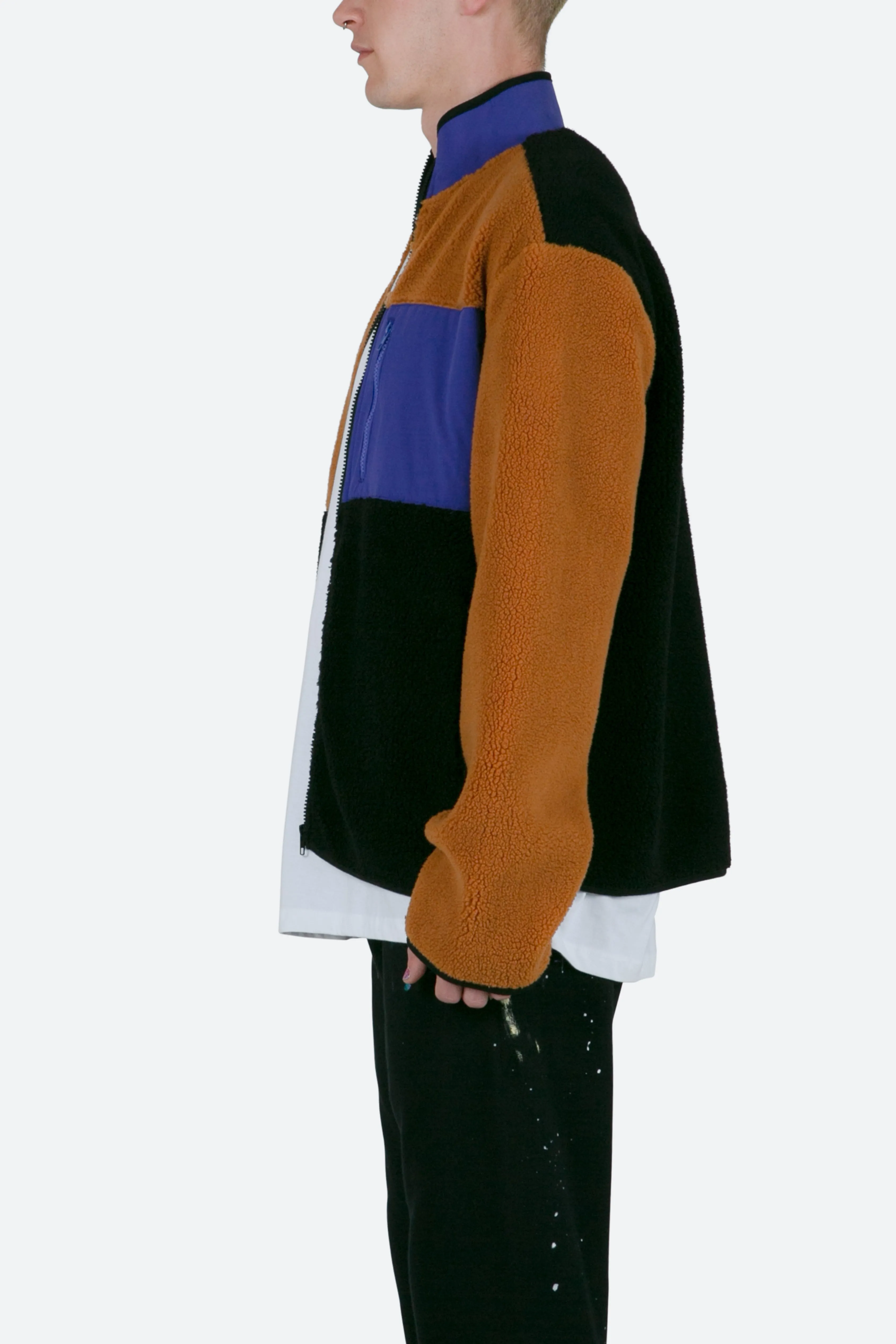 Color Block Zip Up Jacket - Multi