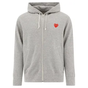 COMME DES GARÇONS PLAY RED HEART ZIP-UP HOODIE GREY