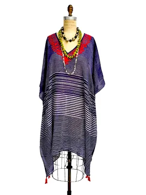 Cotton Caftan Navy Stripe