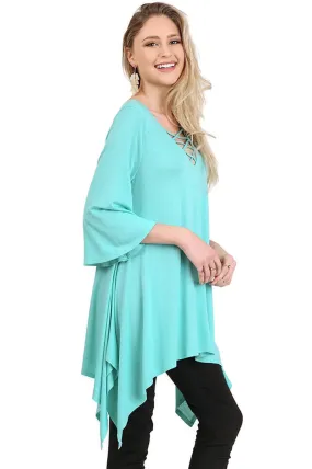 Crossed Bell Sleeve Asymmetrical Tunic, Mint