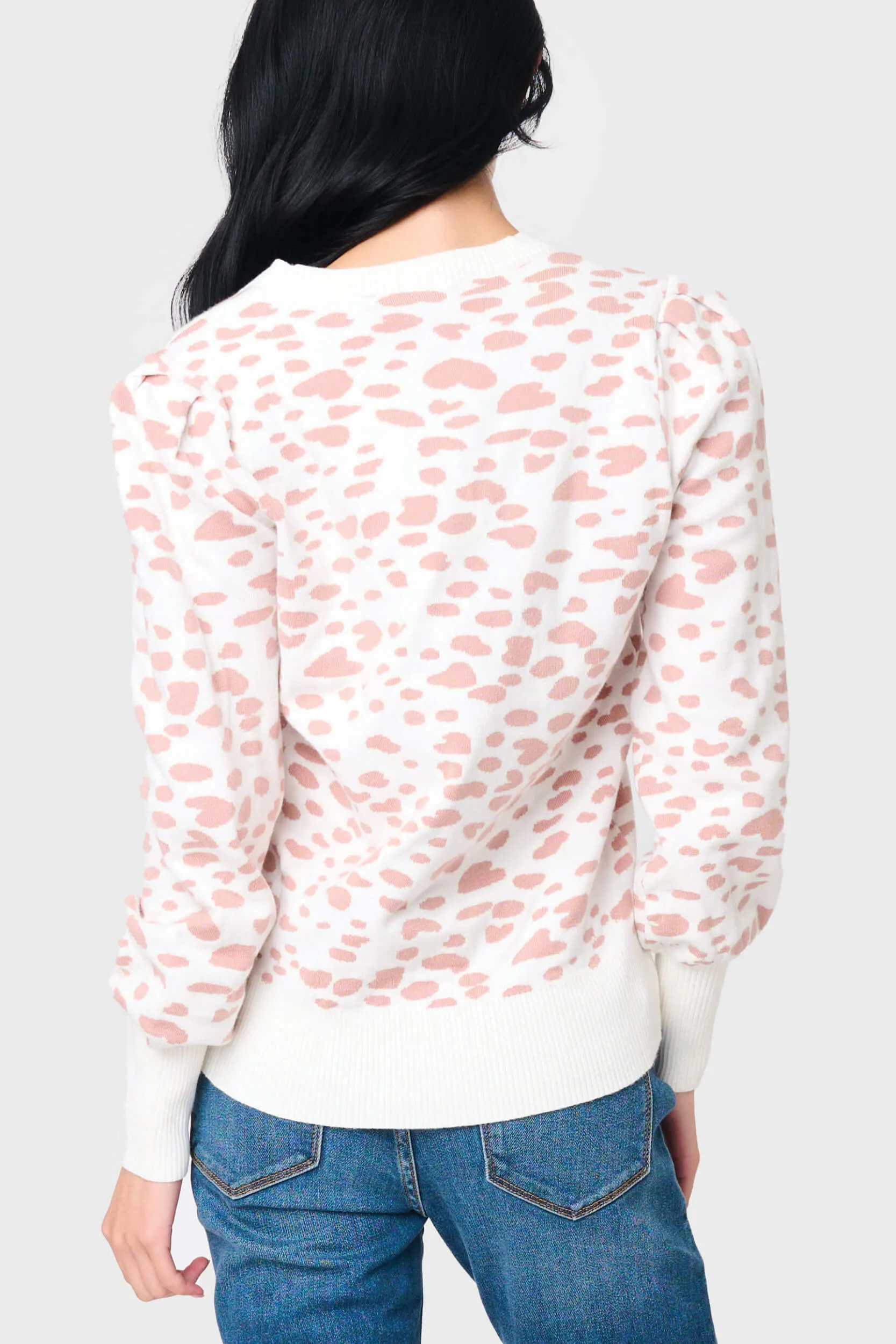 Cupid Jacquard Blouson Sleeve Sweater