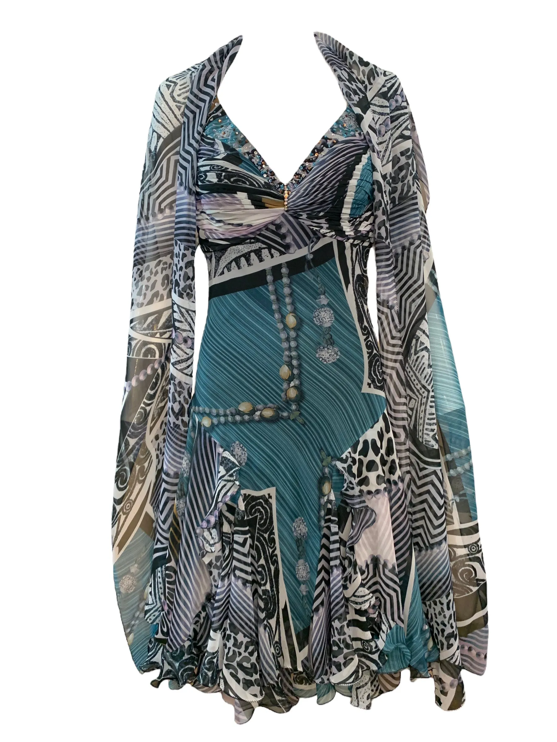 Diane Freis Print Chiffon Party Dress with Matching Stole.