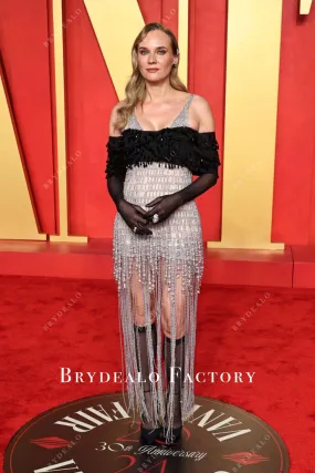 Diane Kruger Silver Beaded 2024 Oscars After Party Dress