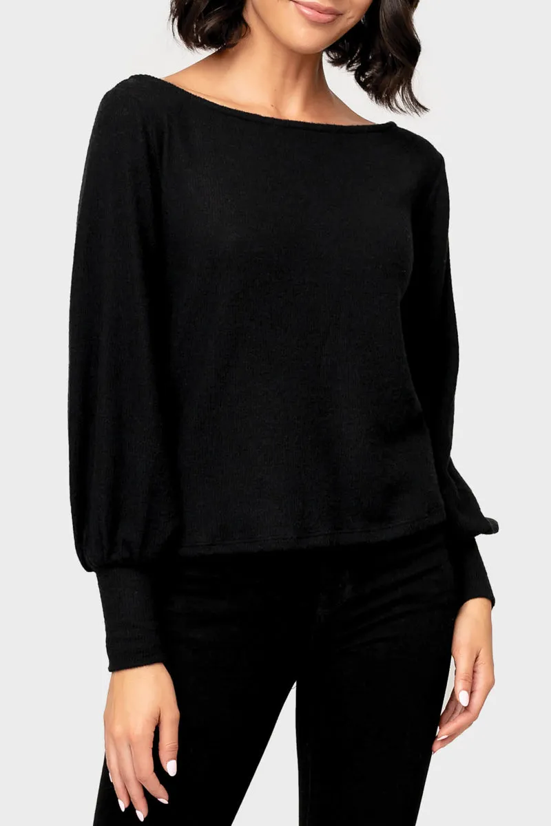 Dolman Sleeve Ribbed Cozy Knit Top