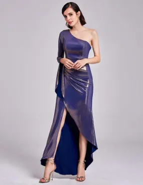 Dramatic One Shoulder Evening Party Dress