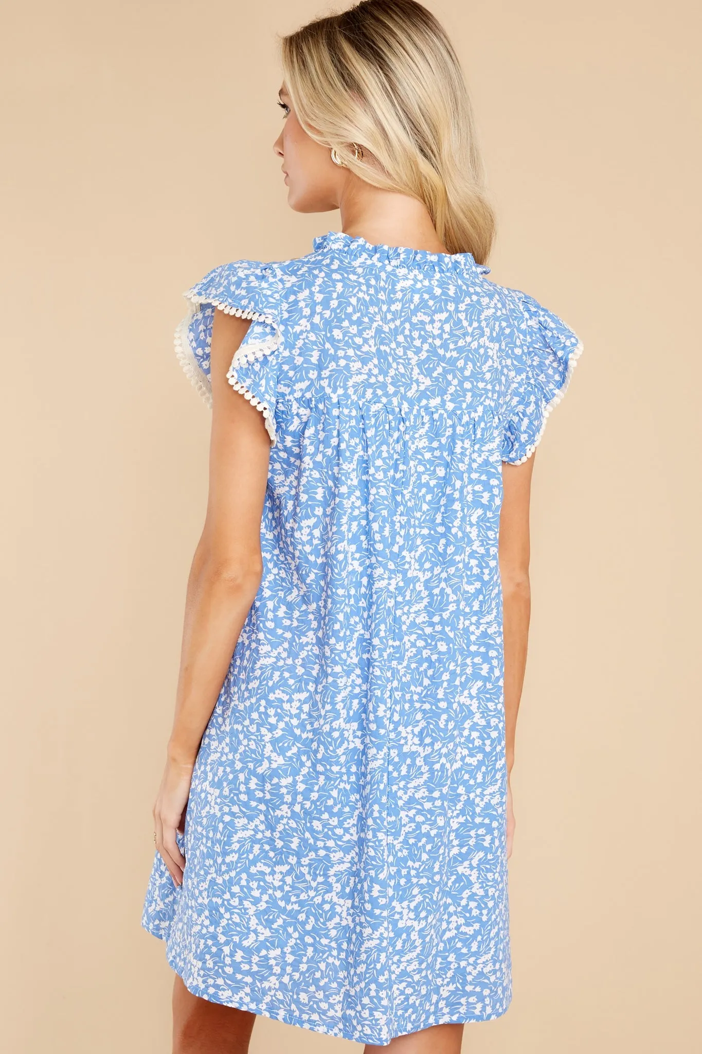 Dreaming Of Love Blue Floral Print Dress