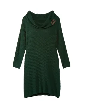 Edmond Cowl Neck Sweater Dress | Forest Green