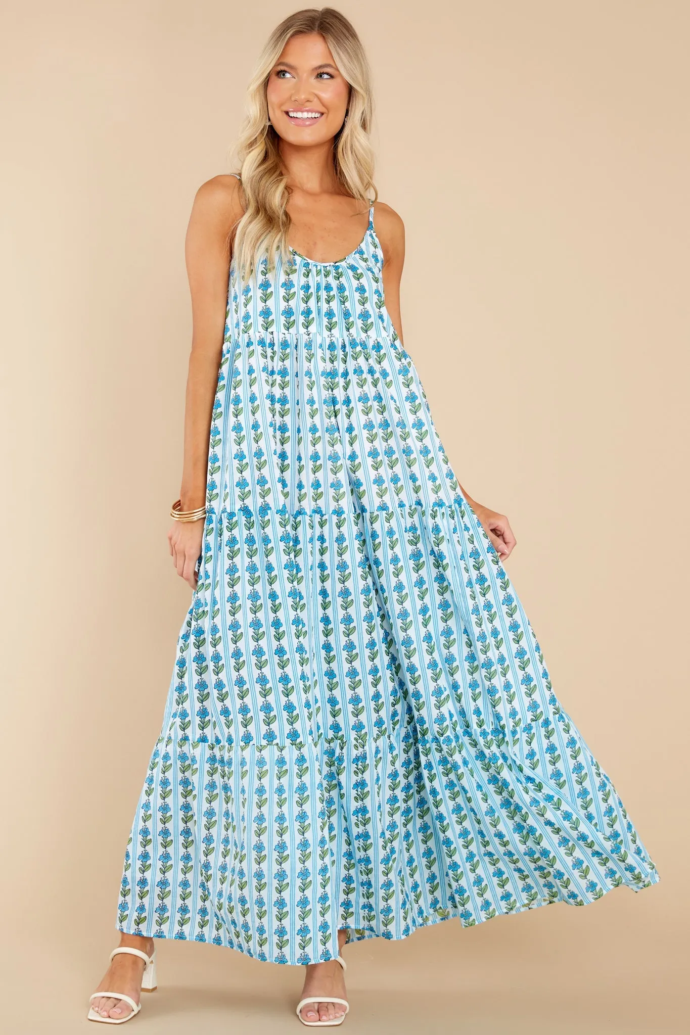 Emily Floral Stripe Pool Long Dress