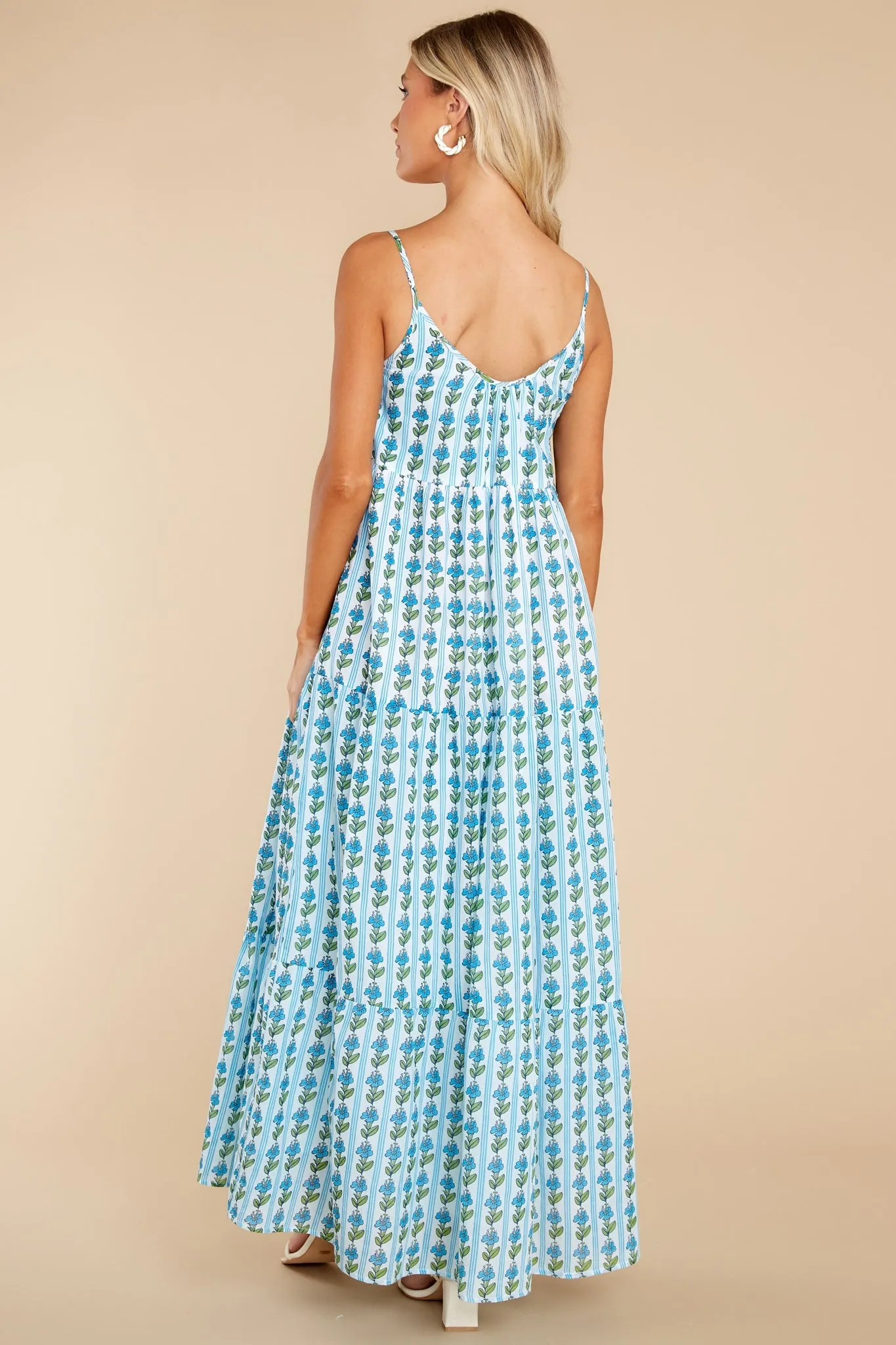 Emily Floral Stripe Pool Long Dress