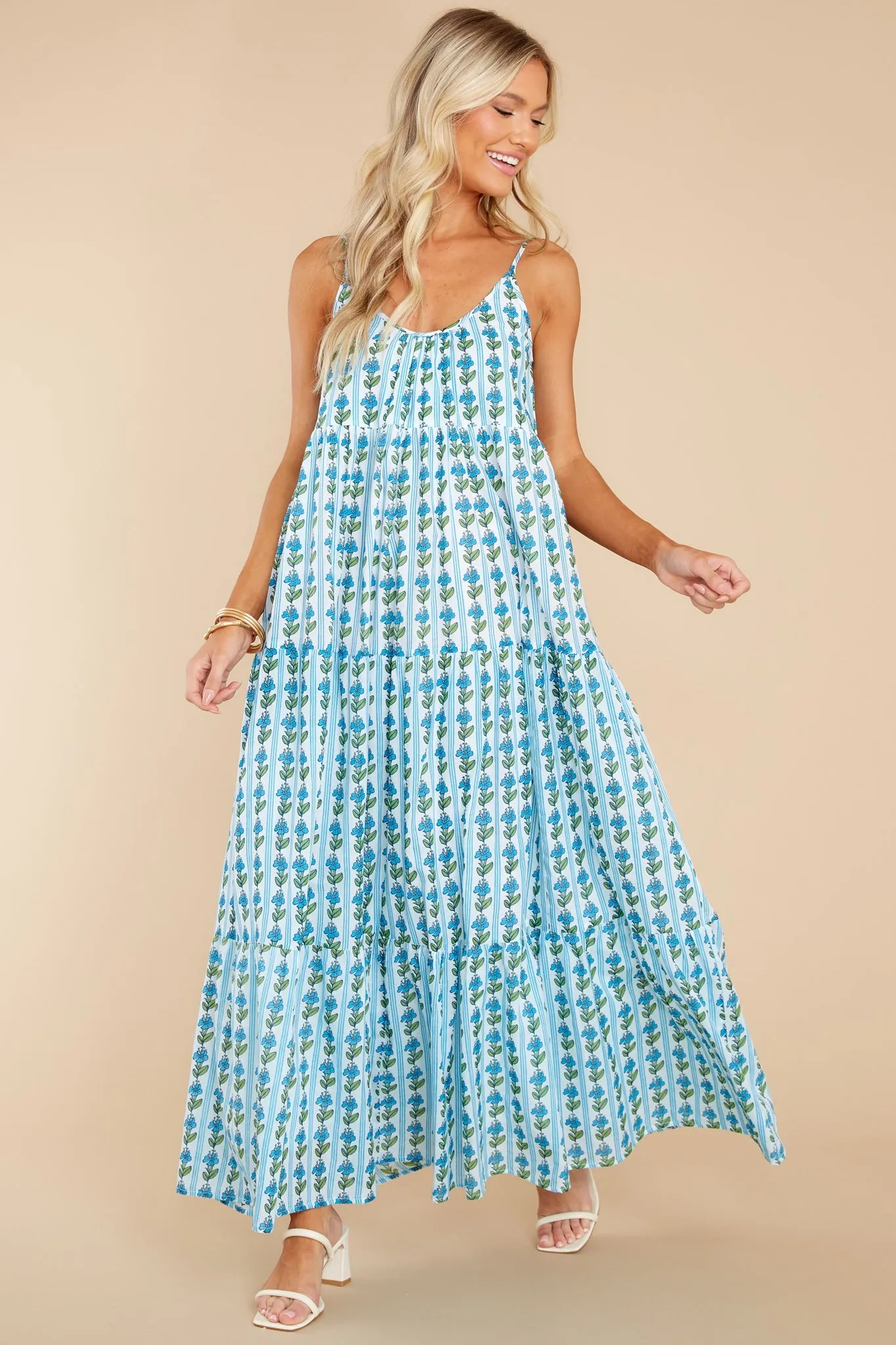 Emily Floral Stripe Pool Long Dress