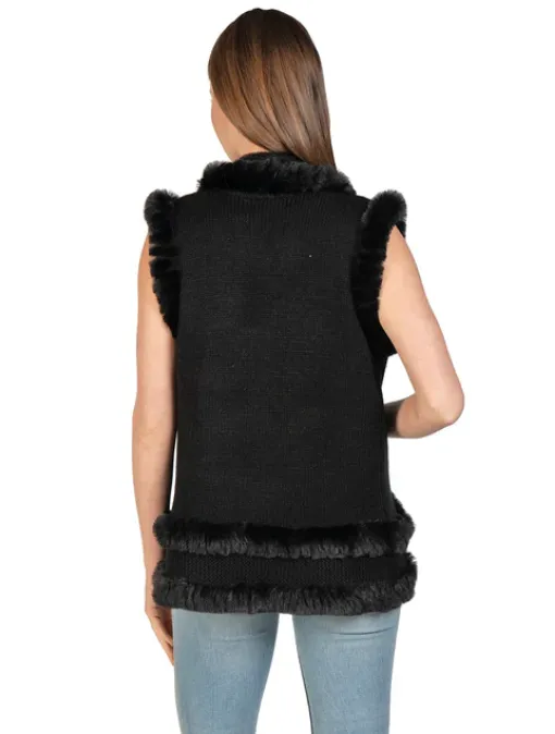 Erin Faux Fur Navy Vest