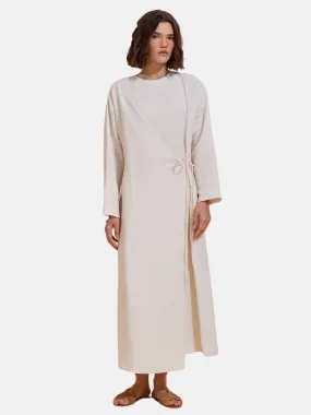 Evan Wrap Linen Dress Ecru