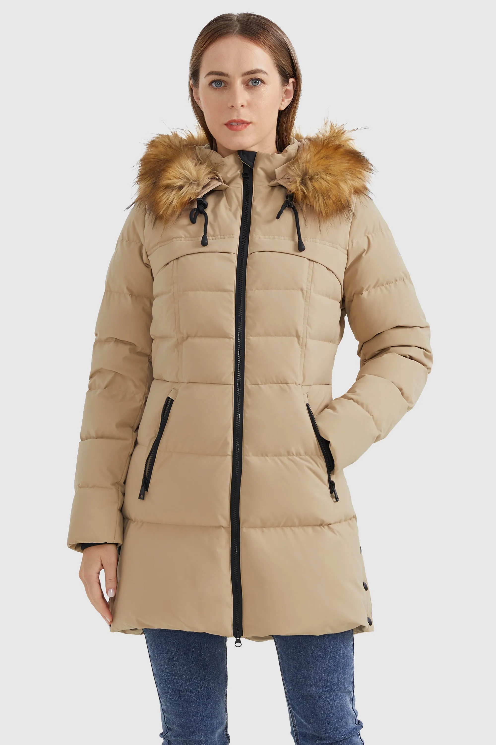 Faux Fur Trim Hood Winter Down Jacket