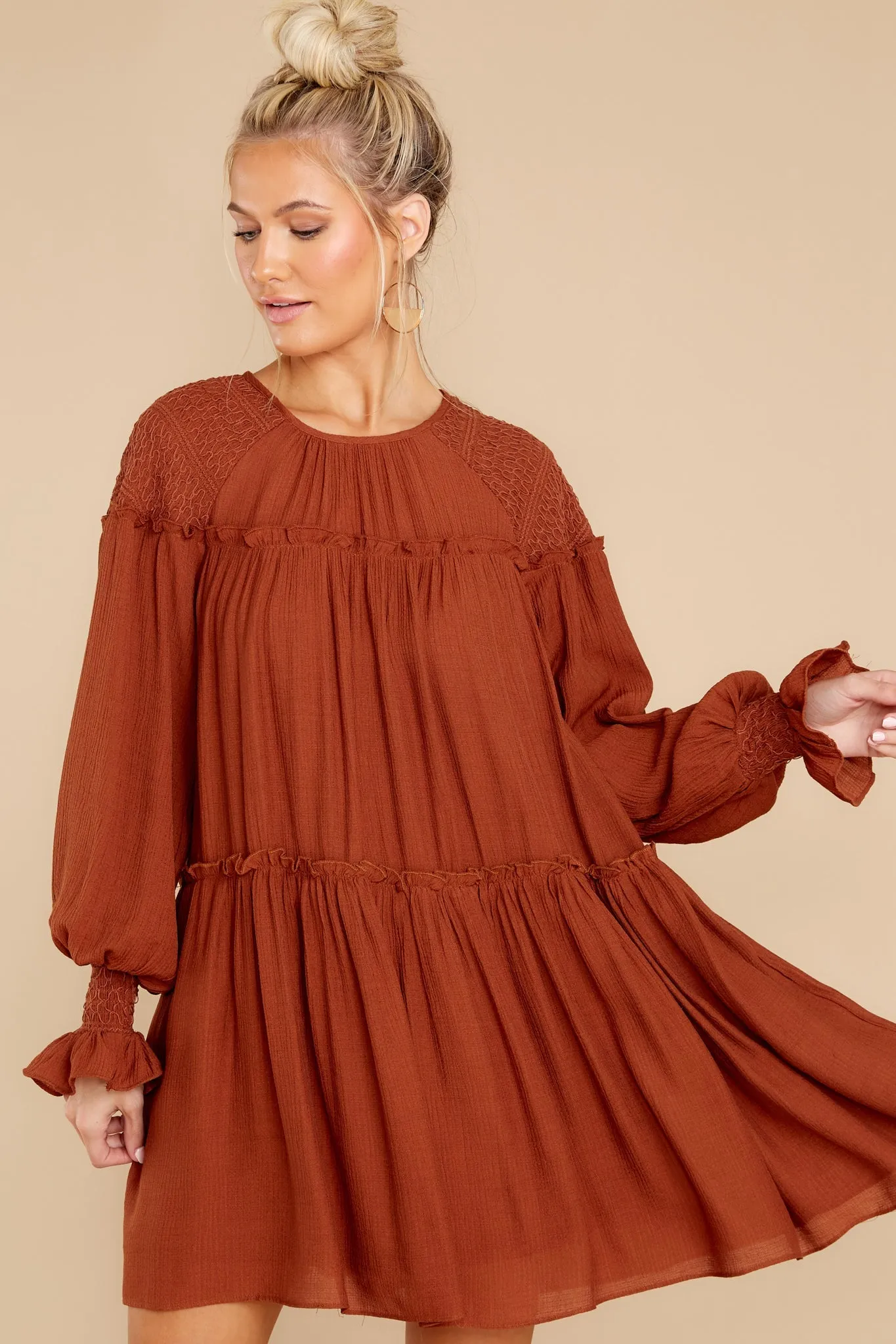 Feeling Grateful Rust Orange Dress