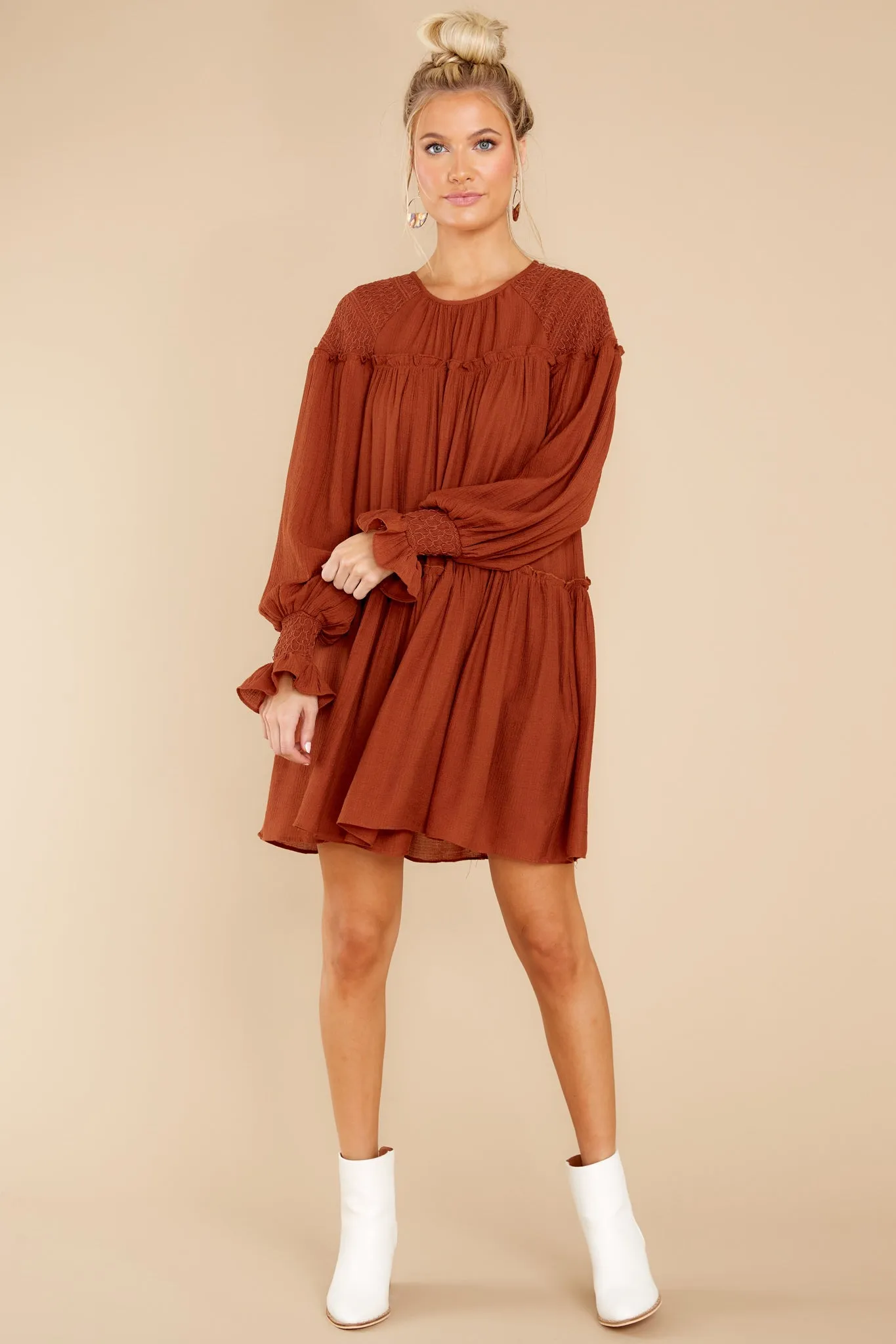 Feeling Grateful Rust Orange Dress