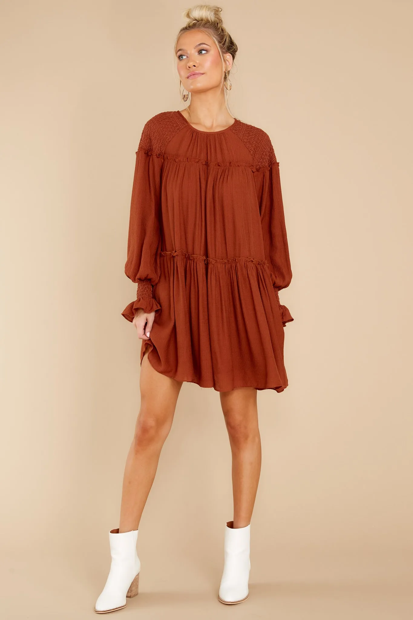 Feeling Grateful Rust Orange Dress