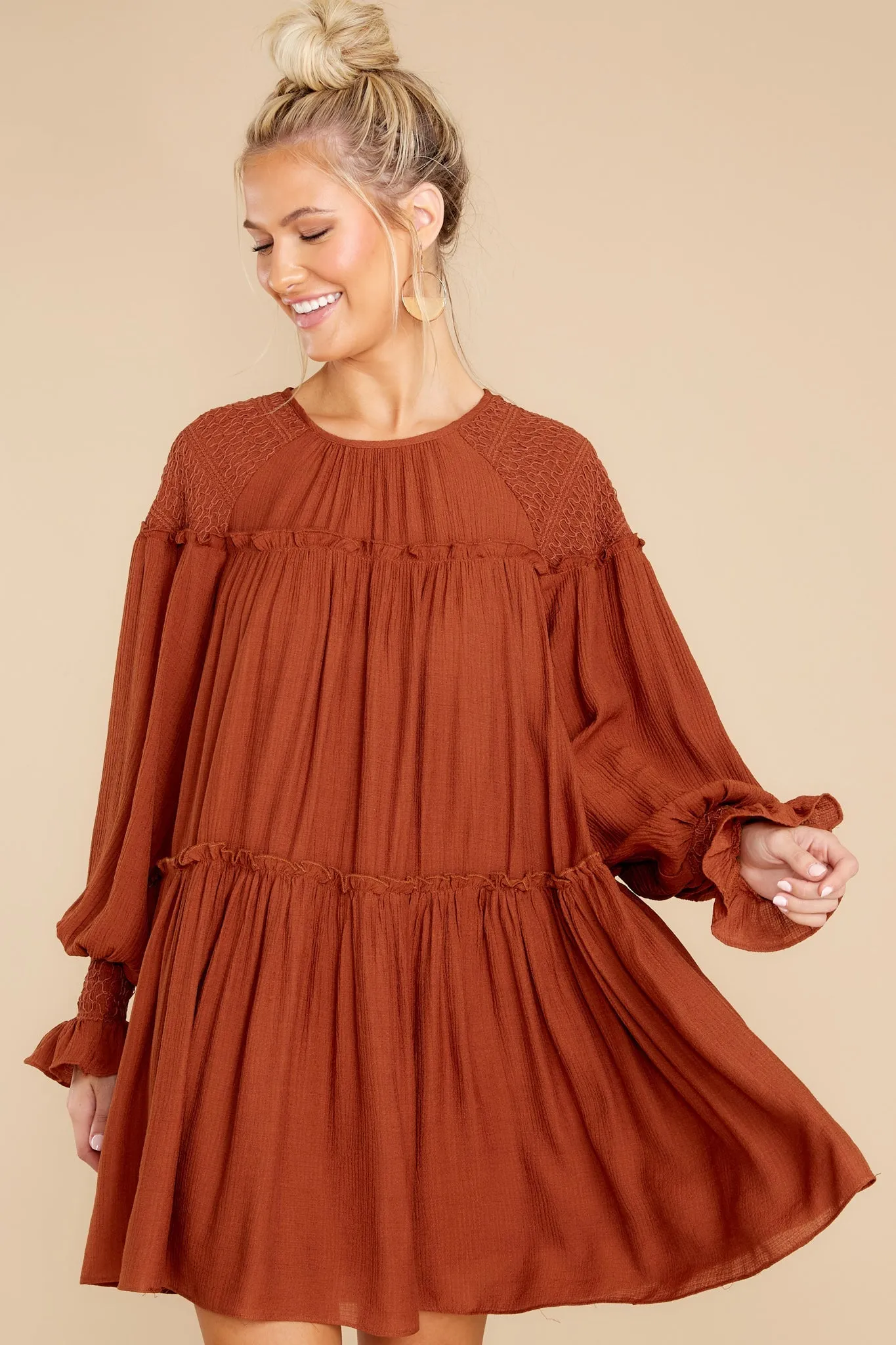 Feeling Grateful Rust Orange Dress