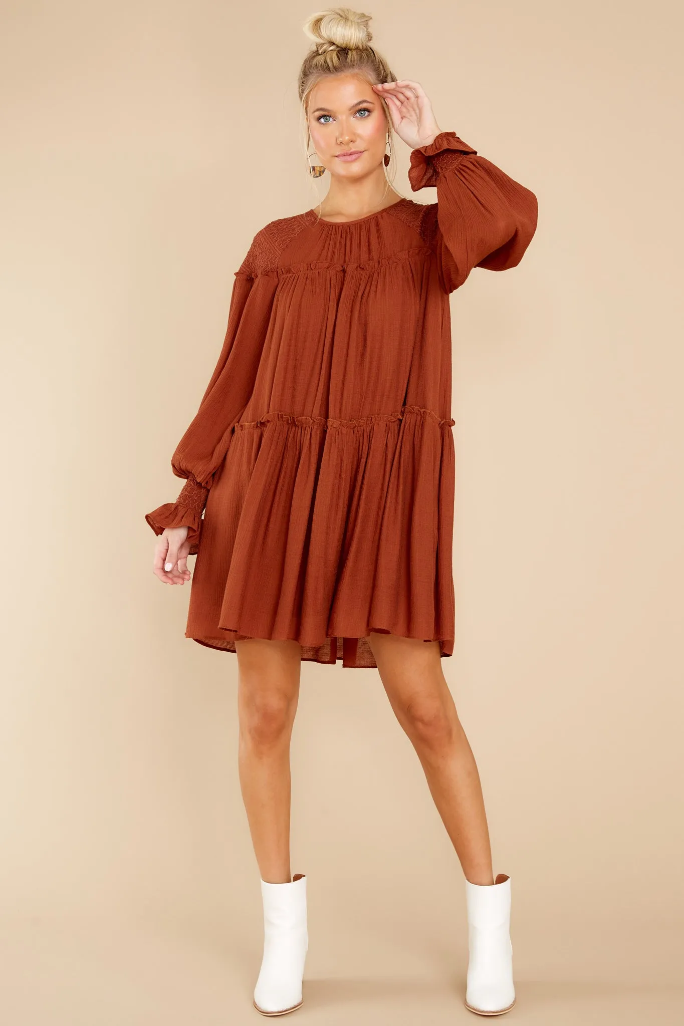 Feeling Grateful Rust Orange Dress