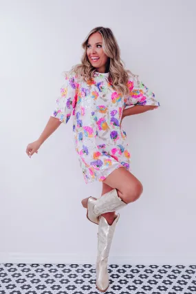 Fleur Sequin Tunic Dress - Multi