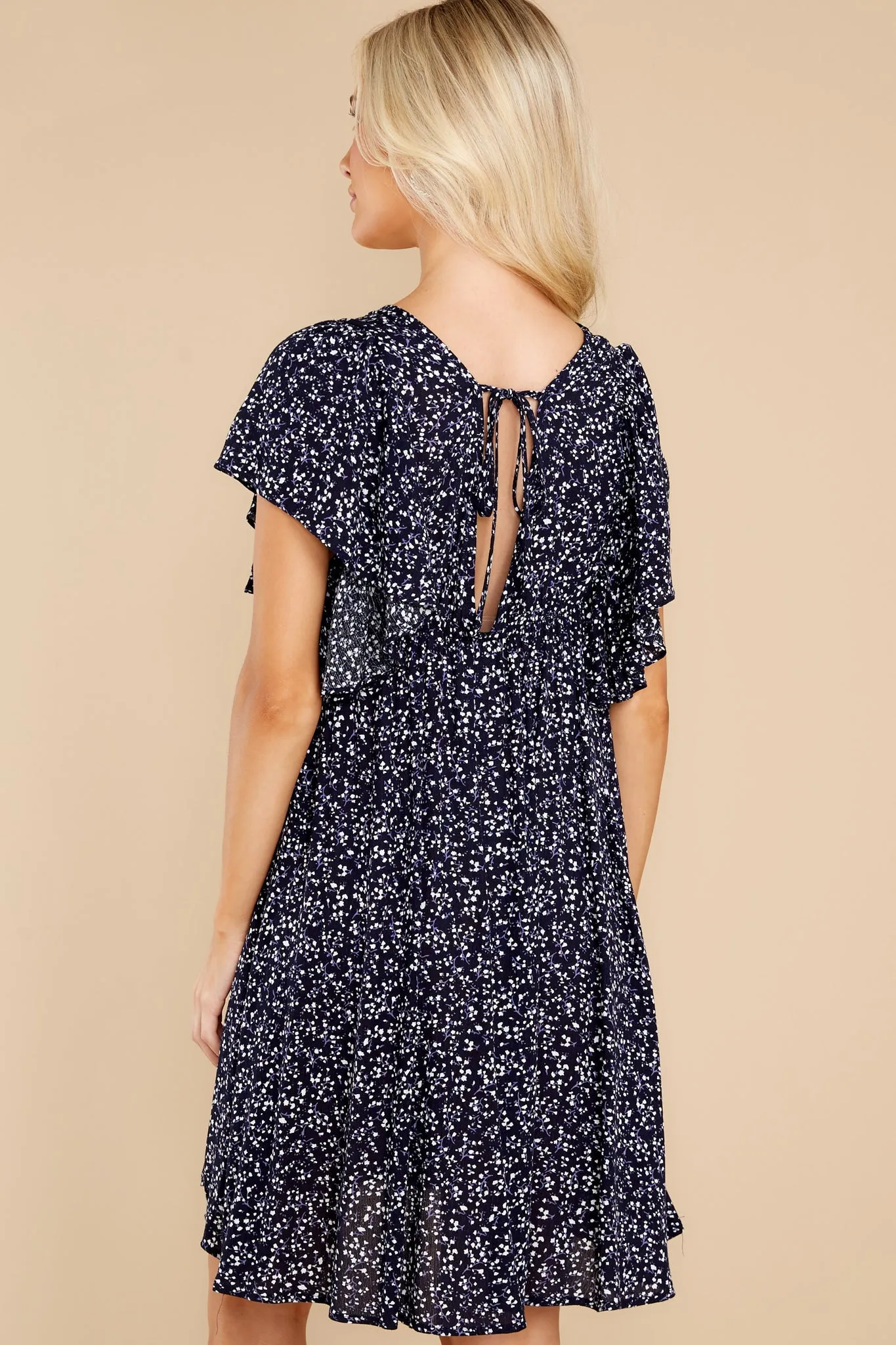 Flirt A Little Navy Floral Dress