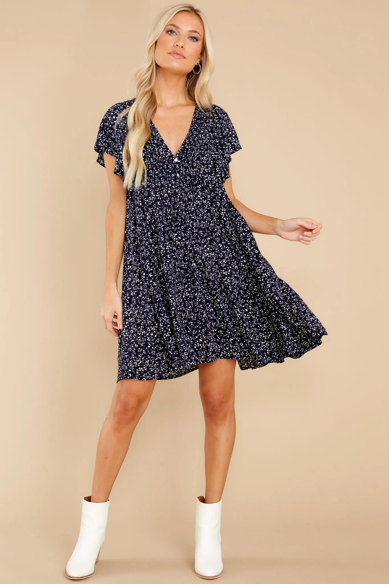 Flirt A Little Navy Floral Dress