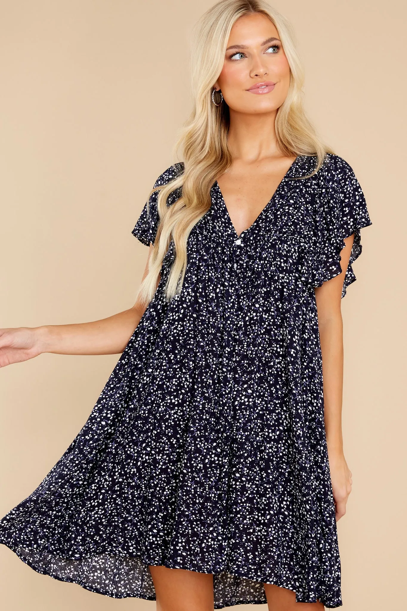 Flirt A Little Navy Floral Dress