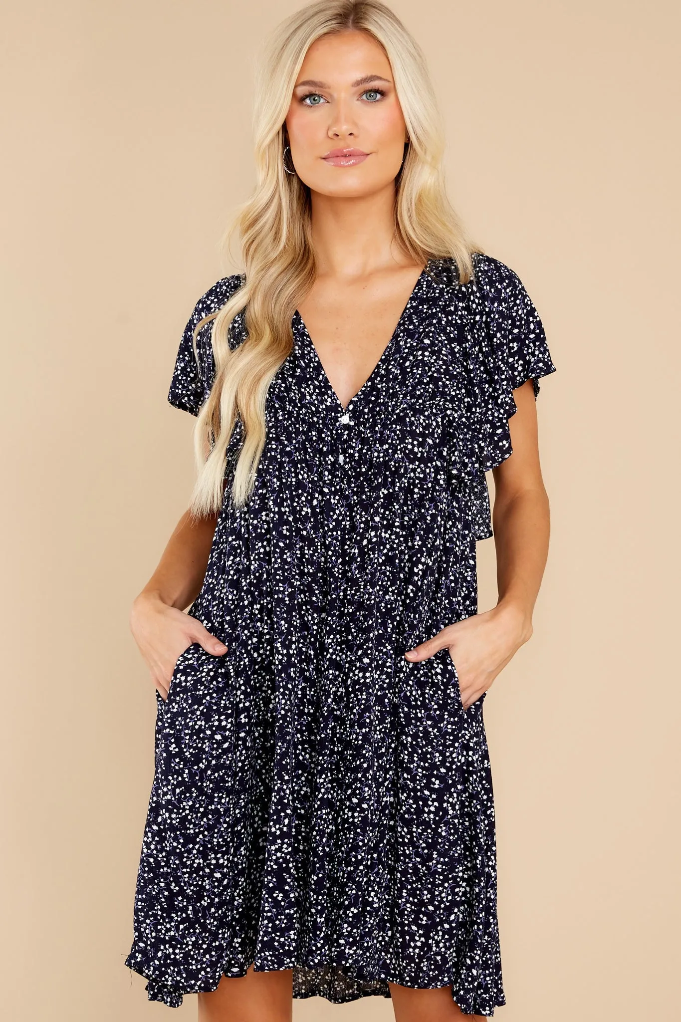 Flirt A Little Navy Floral Dress