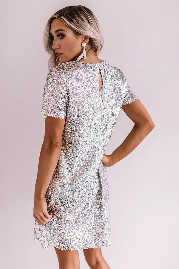 Flirting Over Cocktails Sequin Dress In Silver