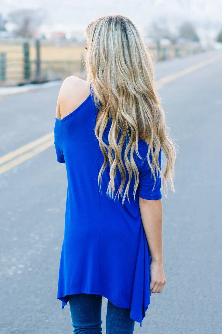 Flowy Open Shoulder Tunic | Royal Clearance