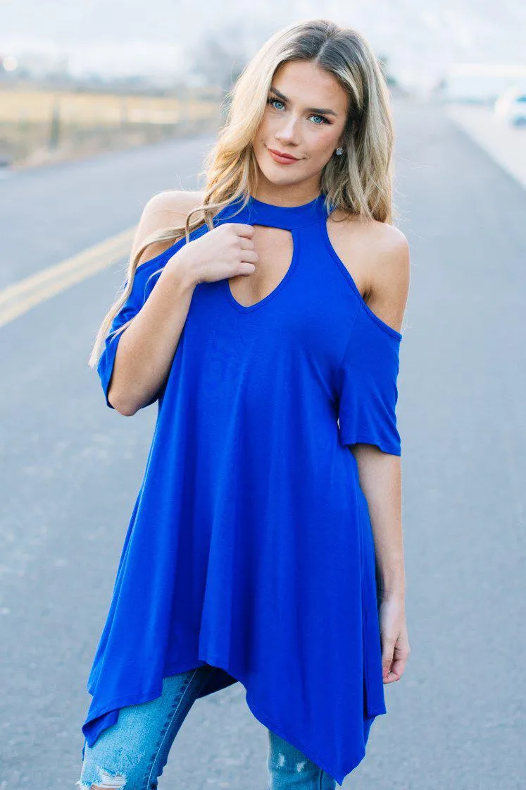 Flowy Open Shoulder Tunic | Royal Clearance