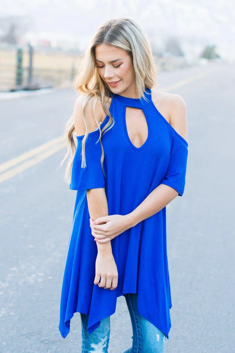 Flowy Open Shoulder Tunic | Royal Clearance