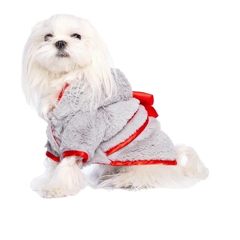 Fluffy Bow Dog Coat Red