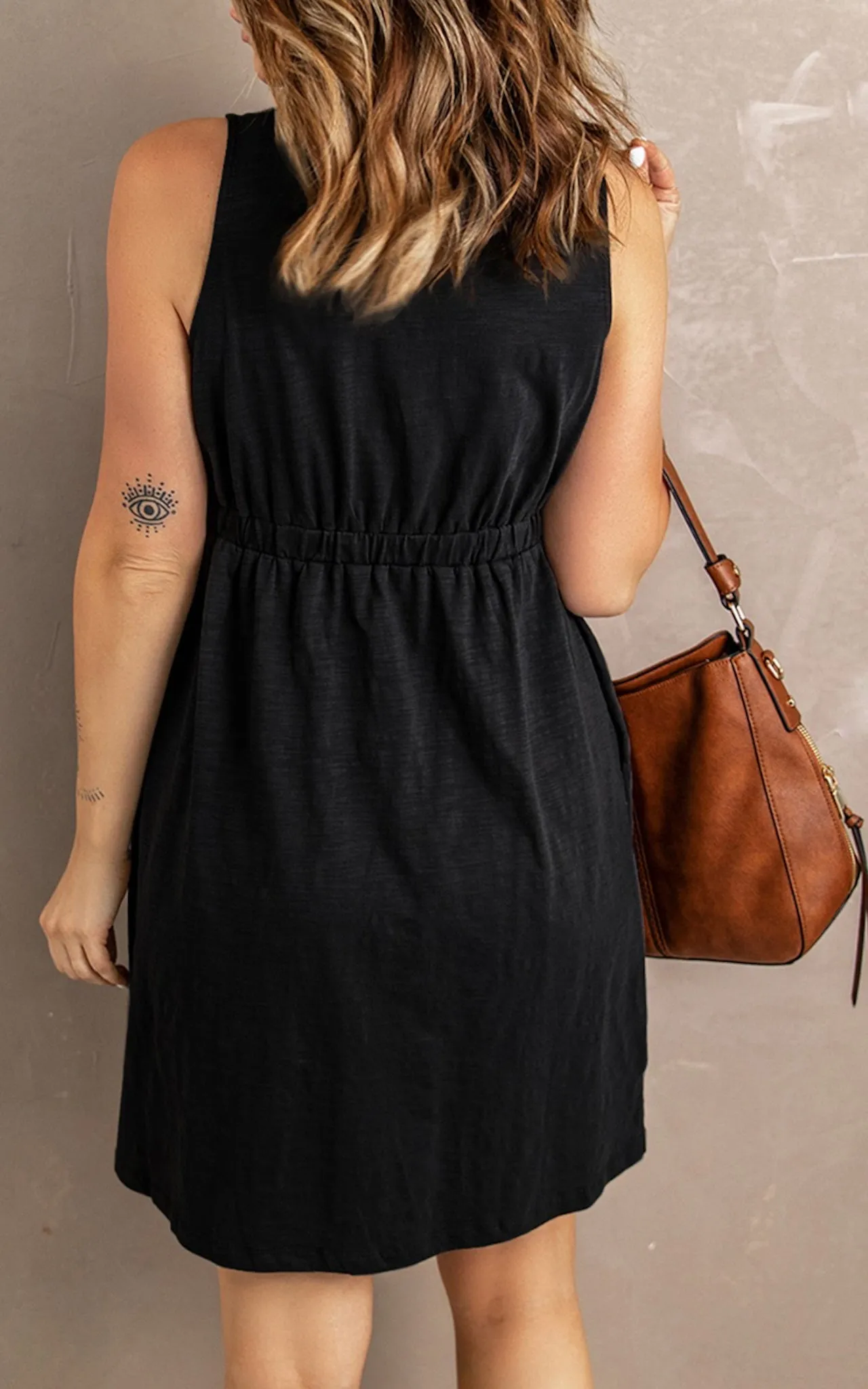 Front Button Up Midi Dress | Black