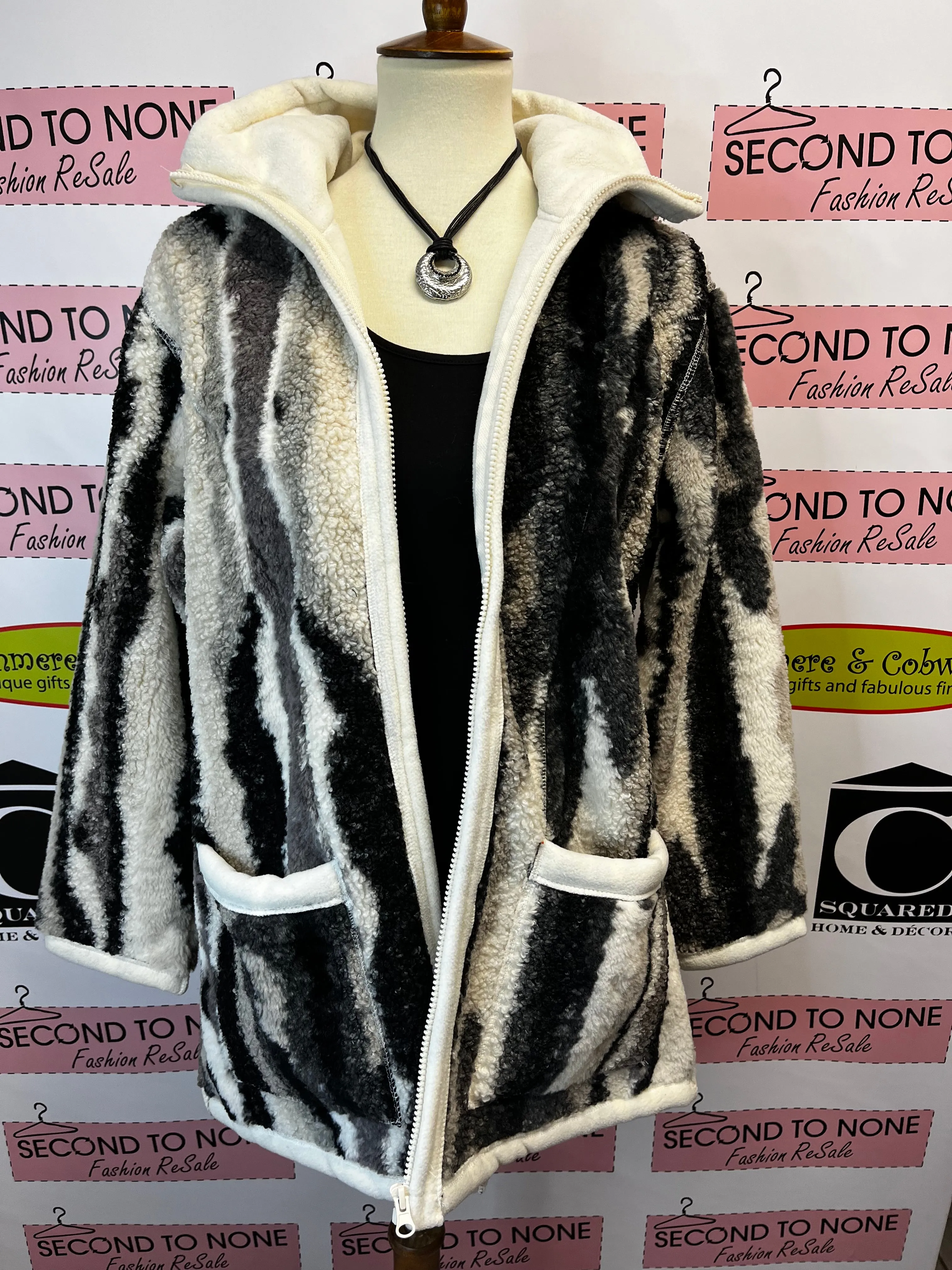 Fun Abstract Print Polar Fleece Coat