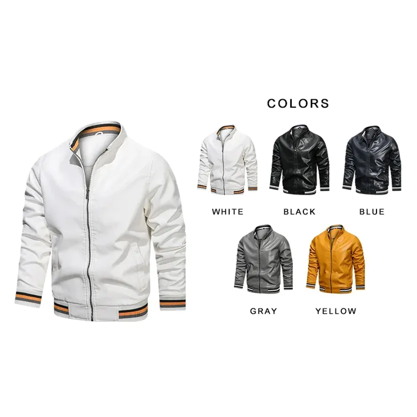 Funki Buys | Jackets | Men's Faux Leather Stand Bomber Jacket