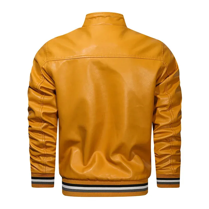 Funki Buys | Jackets | Men's Faux Leather Stand Bomber Jacket