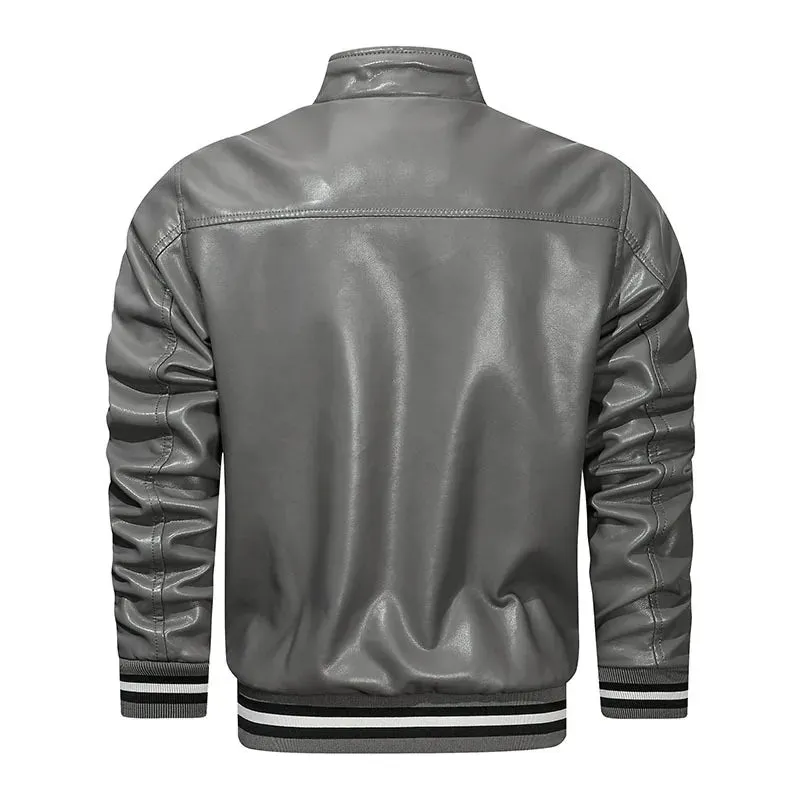 Funki Buys | Jackets | Men's Faux Leather Stand Bomber Jacket