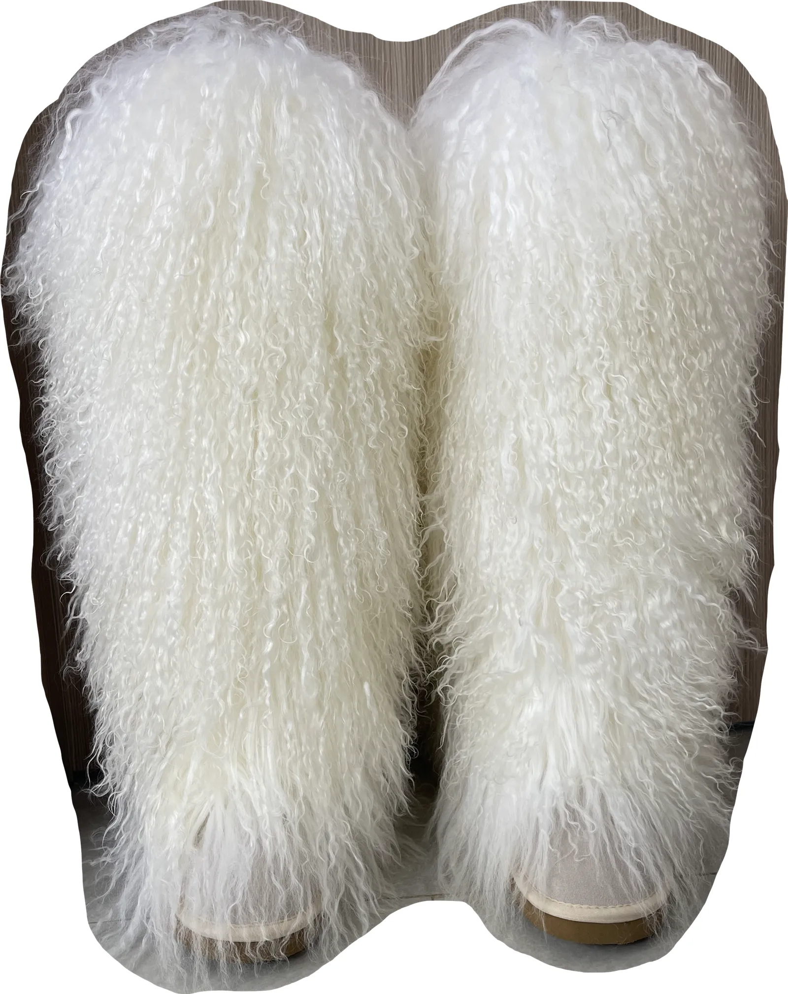 FURINFASHION  HU-01 Autumn And Winter Spicy Girl Real Mongolian Lamb Fur Warm Leg Warmer