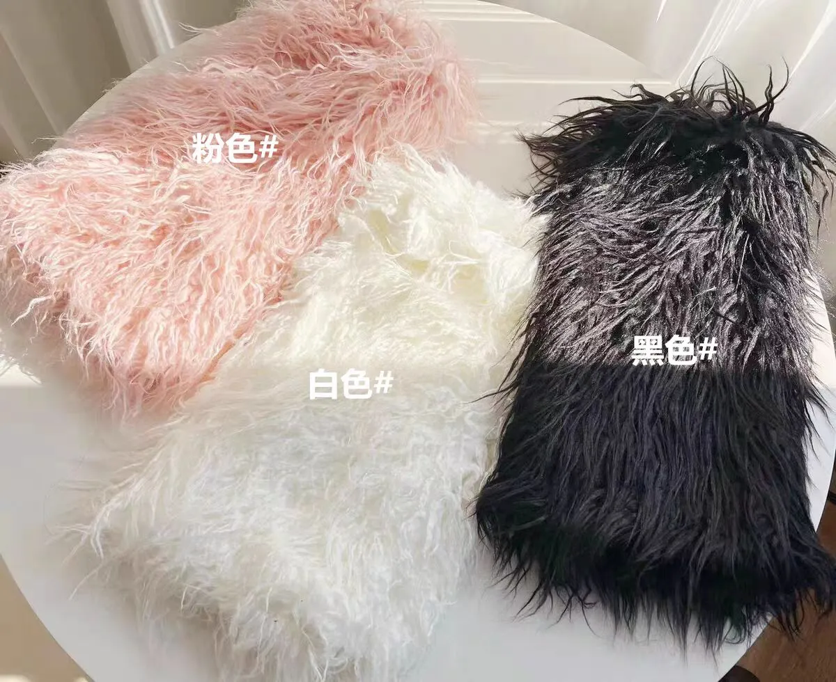 FURINFASHION  HU-01 Autumn And Winter Spicy Girl Real Mongolian Lamb Fur Warm Leg Warmer