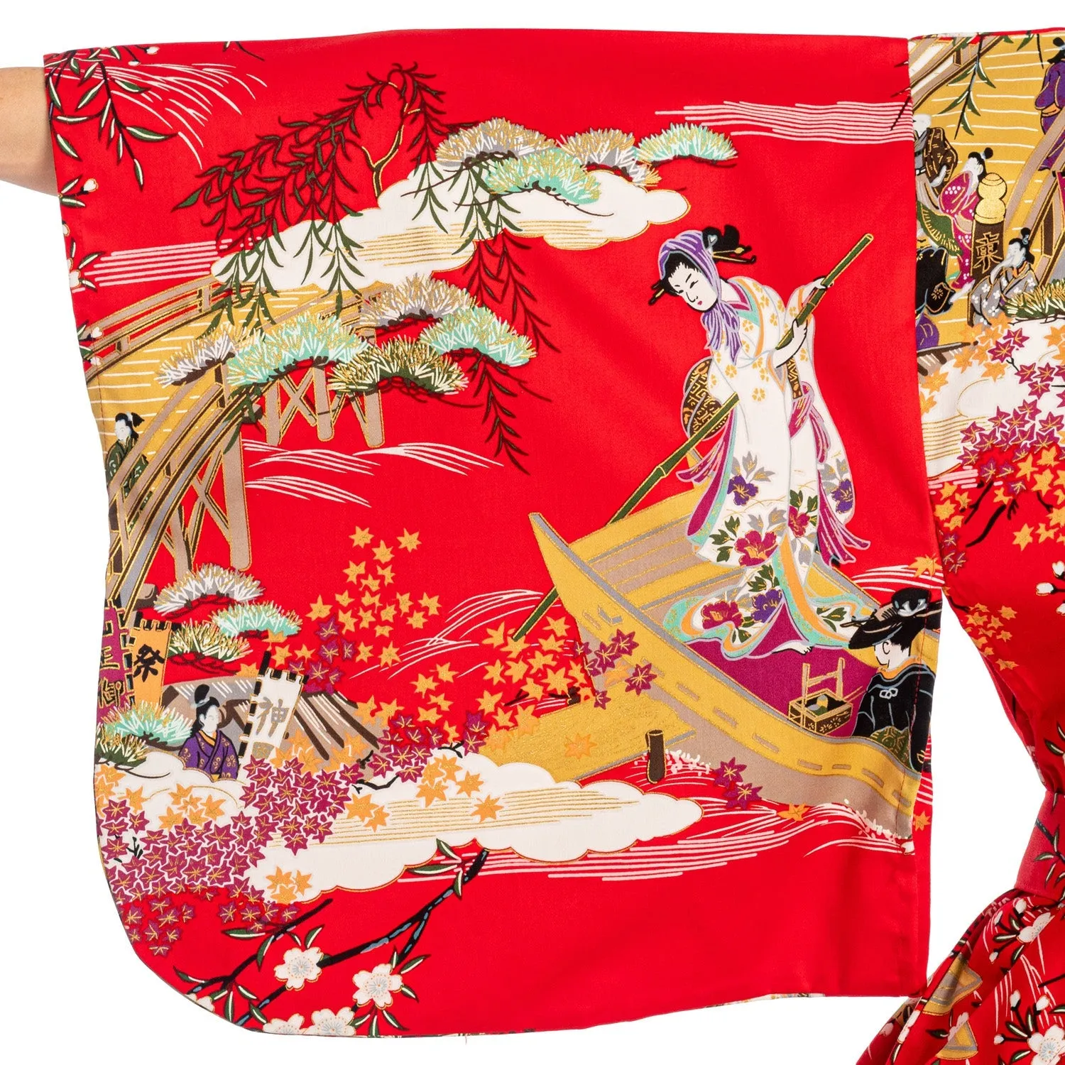 Geisha Long Red Japanese Kimono