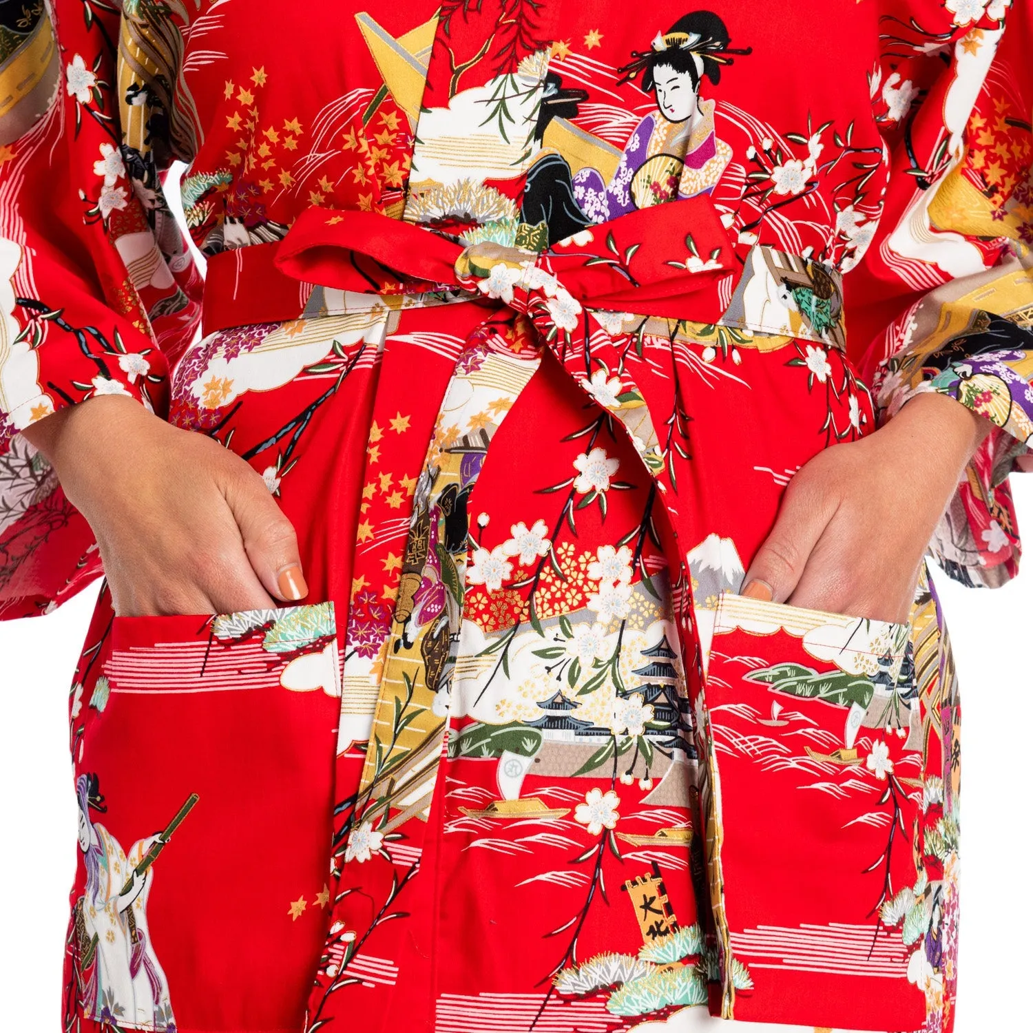 Geisha Short Red Japanese Kimono