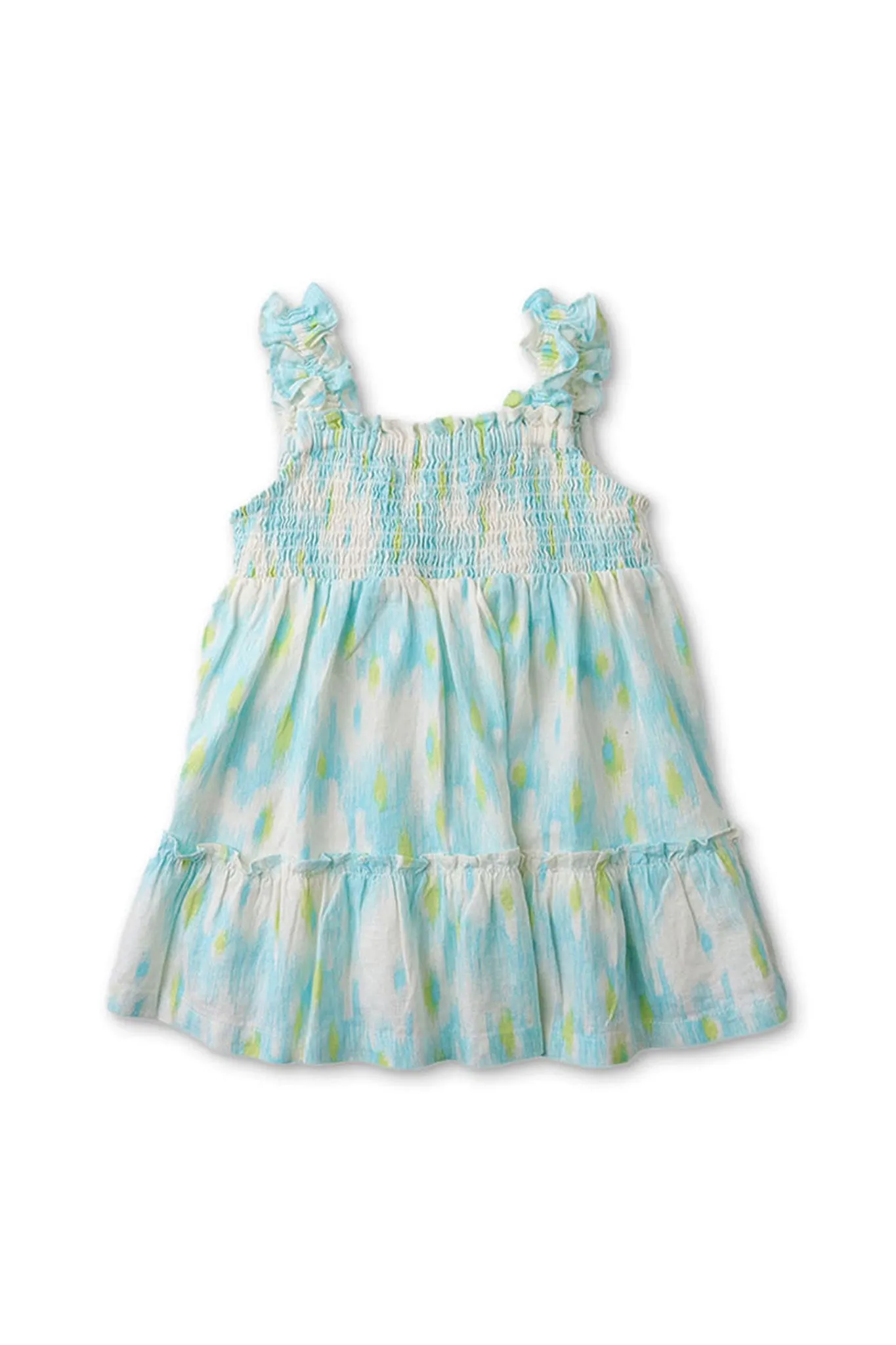 Gingersnaps Ikat Print Smocked Dress with Bow