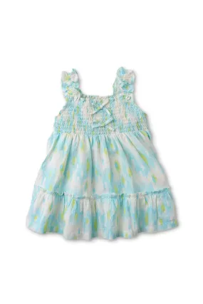 Gingersnaps Ikat Print Smocked Dress with Bow