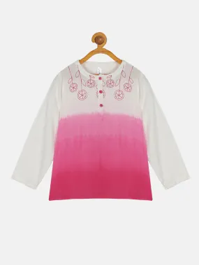 Girls Full Sleeve Short Kurta With Embroidery