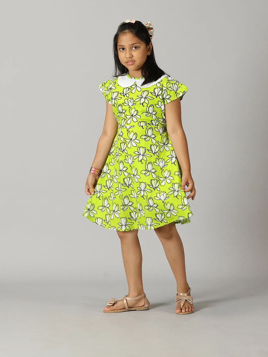 Girls Patter Pan collar Back Cut Out Dress