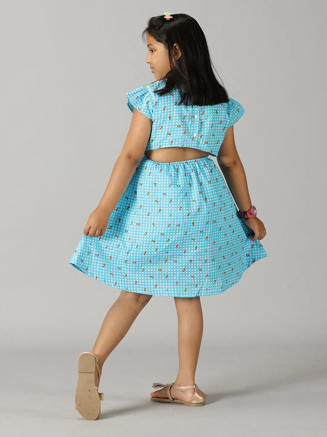 Girls Patter Pan collar Back Cut Out Dress